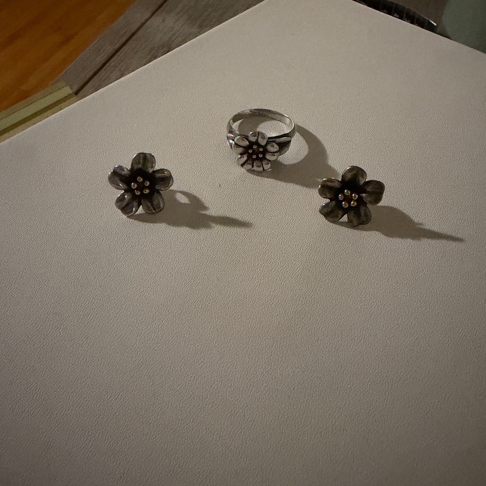James Avery RETIRED April Flower Ring and Earrings Set